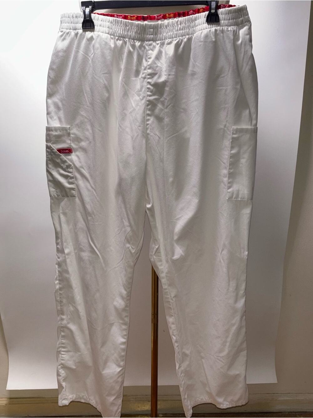 Dickies White Elastic Waist Cargo Scrub Pants Size 2XL